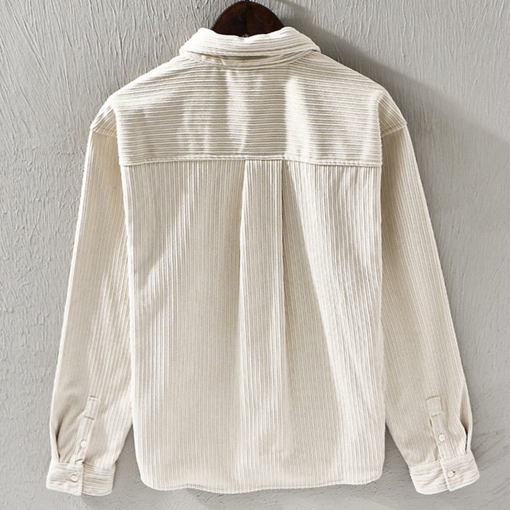 Buddha Stones Men's Long Sleeve Turn-down Collar With Pocket Corduroy Comfortable Shirt - image 2
