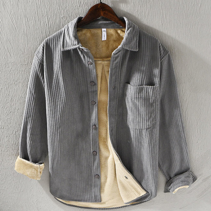Buddha Stones Men's Long Sleeve Turn-down Collar With Pocket Corduroy Comfortable Shirt - DarkGray - US/UK/AU40，EU50 (3XL) - image 10
