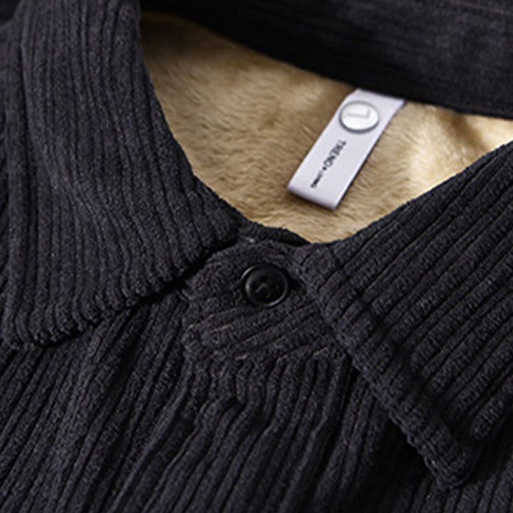 Buddha Stones Men's Long Sleeve Turn-down Collar With Pocket Corduroy Comfortable Shirt - image 18