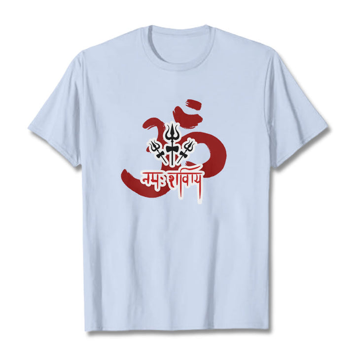 Buddha Stones OM NAMAH SHIVAYA Three Small Tridents Cotton Tee T-shirt - LightCyan - 2XL - image 12