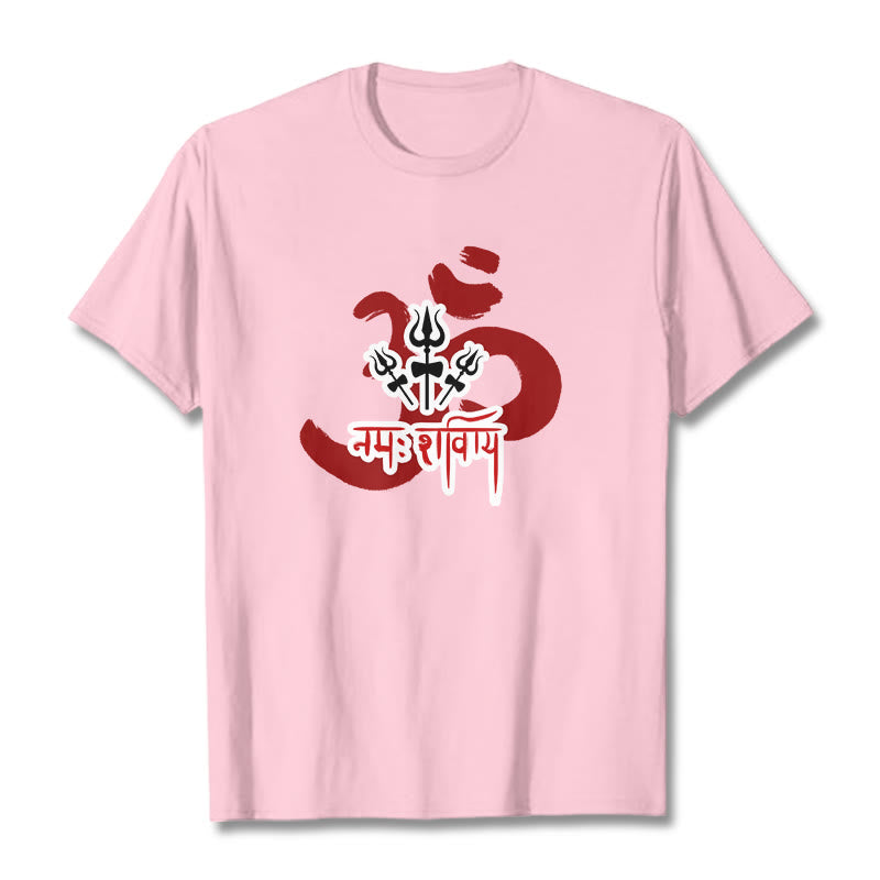 Buddha Stones OM NAMAH SHIVAYA Three Small Tridents Cotton Tee T-shirt - LightPink - 2XL - image 10