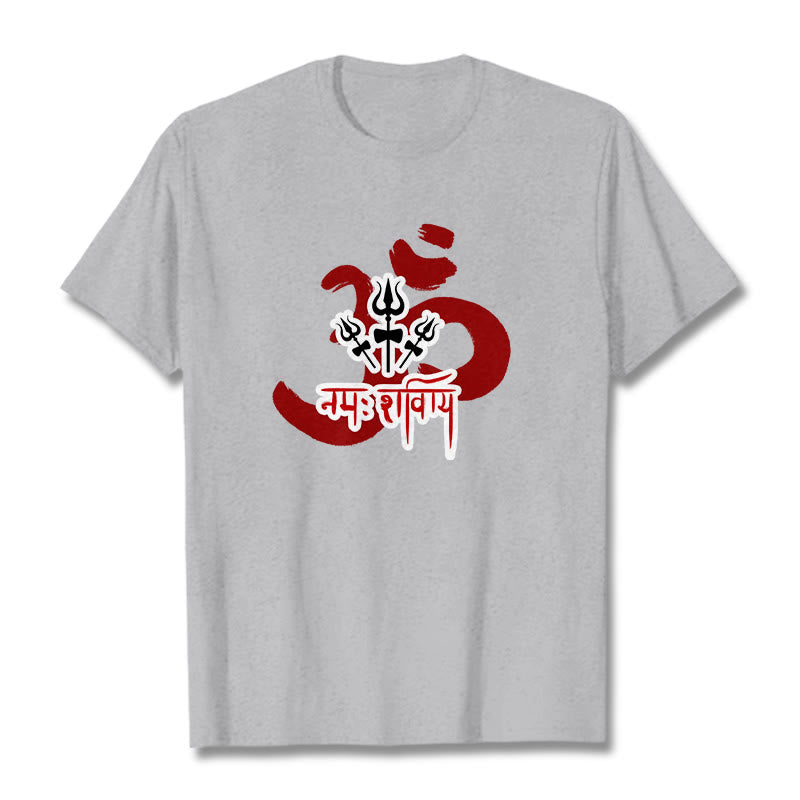 Buddha Stones OM NAMAH SHIVAYA Three Small Tridents Cotton Tee T-shirt - LightGrey - 2XL - image 20