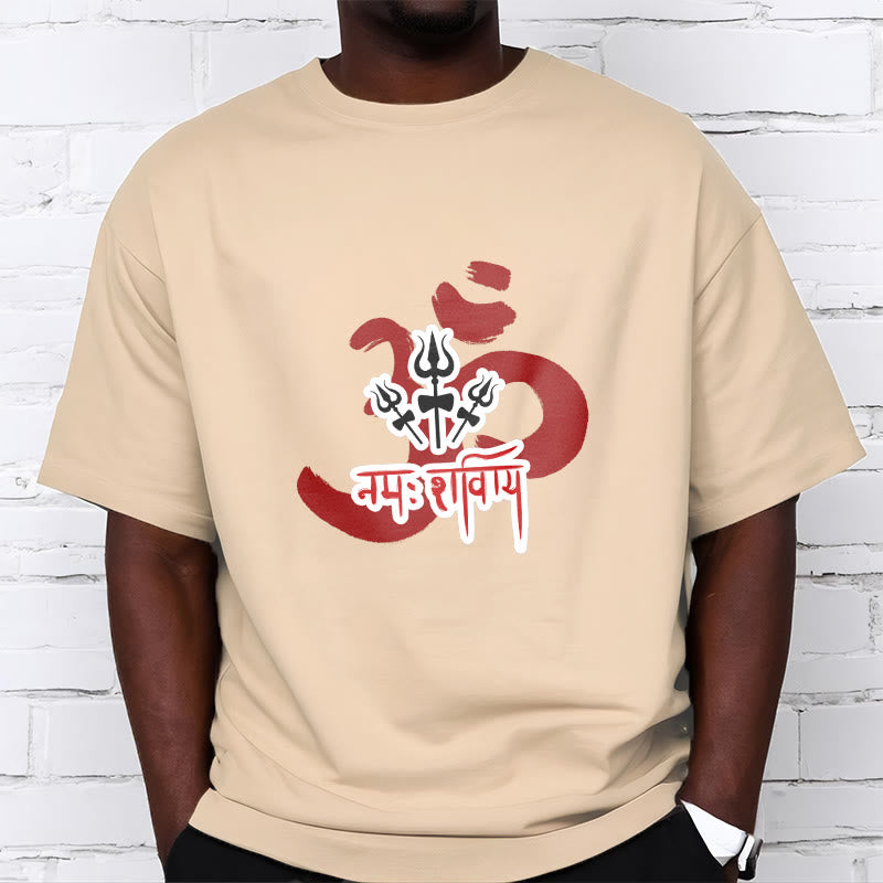 Buddha Stones OM NAMAH SHIVAYA Three Small Tridents Cotton Tee T-shirt - image 2