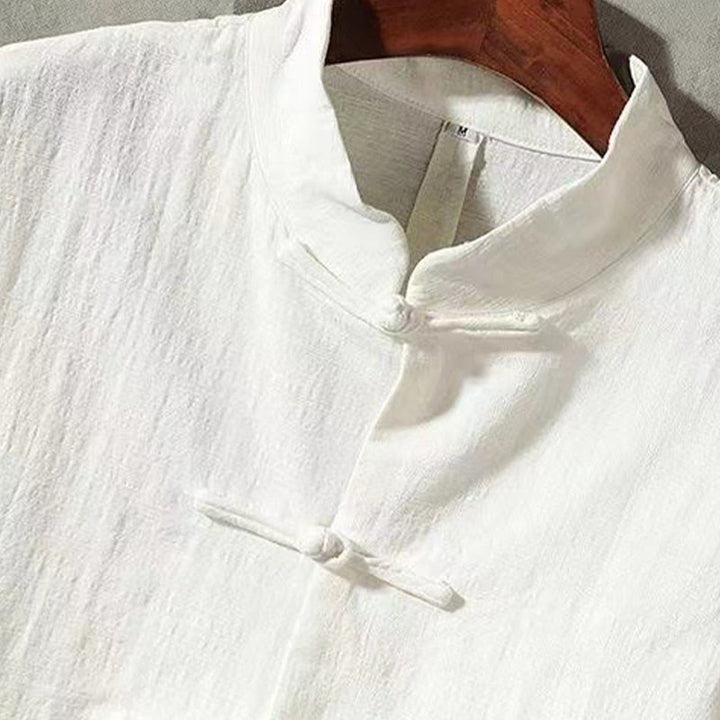 Buddha Stones Men's Tang Long Sleeve Shirt Frog Button With Pocket Stand Collar Comfort Shirt - image 2