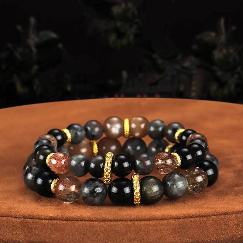 Buddha Stones Sun Stone Lava Rock Positive Bracelet