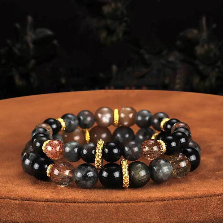 Buddha Stones Sun Stone Lava Rock Positive Bracelet