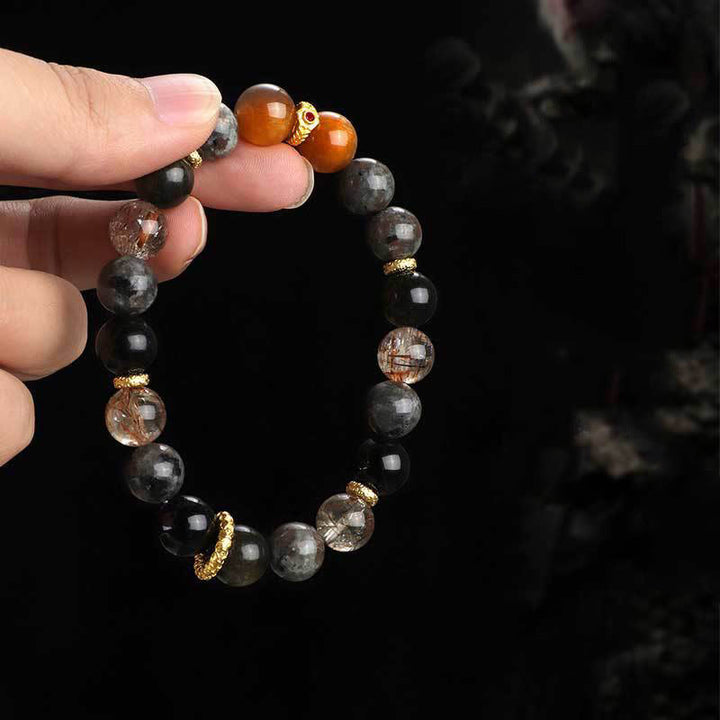 Buddha Stones Sun Stone Lava Rock Positive Bracelet