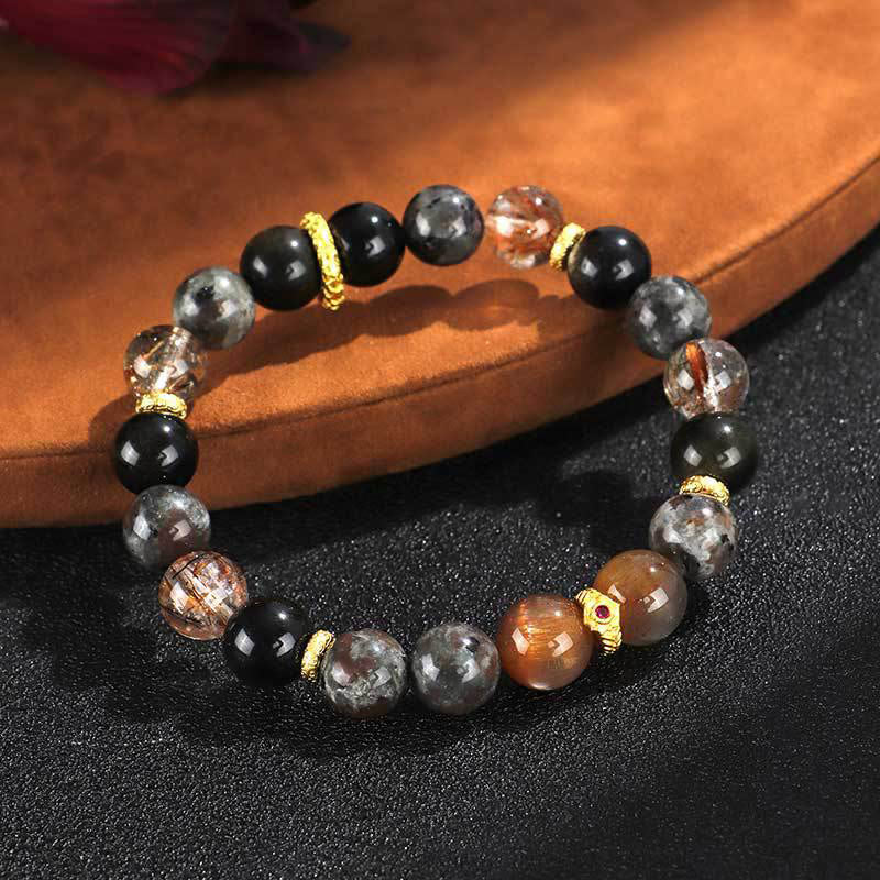 Buddha Stones Sun Stone Lava Rock Positive Bracelet