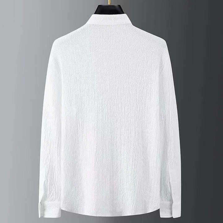 Buddha Stones Pure Color Long Sleeve Top Pants Clothing Men's Set - image 6