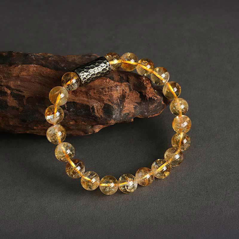 Buddha Stones Citrine Sandalwood Bodhi Seed Protection Double Wrap Bracelet