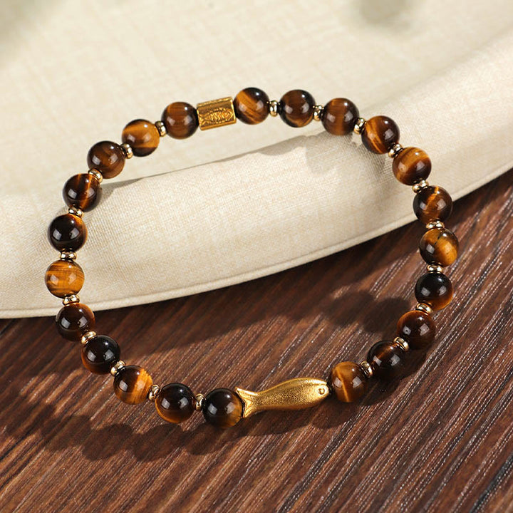 Buddha Stones Tiger Eye Koi Fish Courage Bracelet