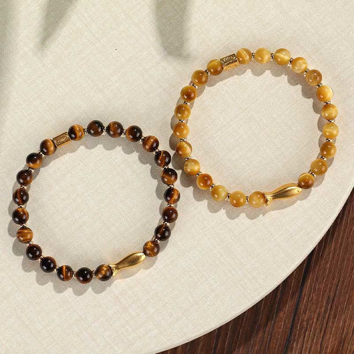 Buddha Stones Tiger Eye Koi Fish Courage Bracelet