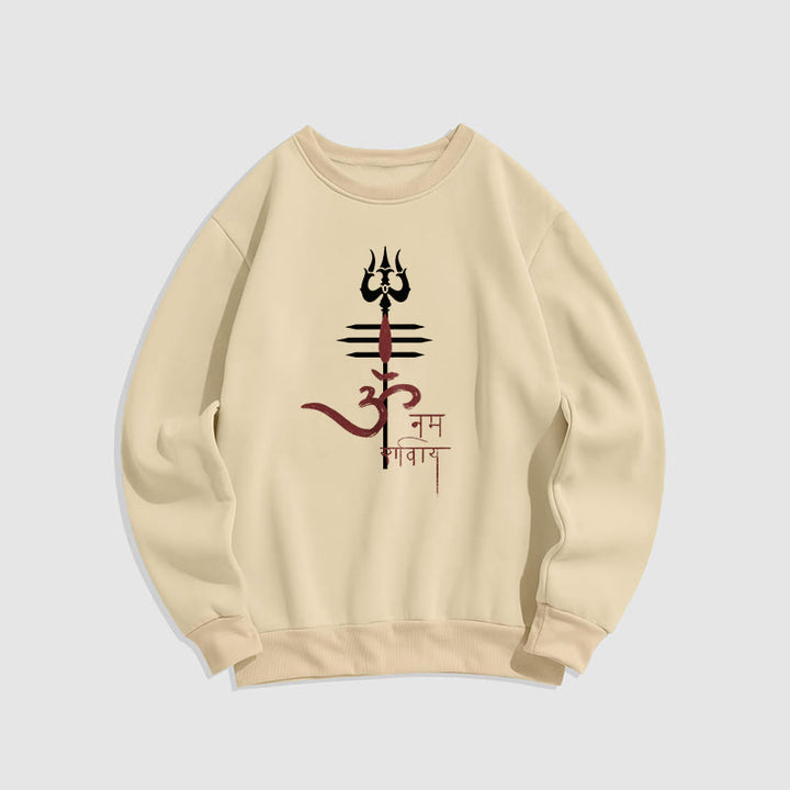 Buddha Stones OM NAMAH SHIVAYA Trident Fleece Lined Polyester Sweatshirt