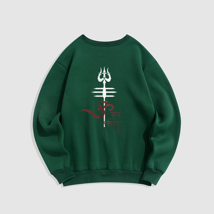 Buddha Stones OM NAMAH SHIVAYA Trident Fleece Lined Polyester Sweatshirt