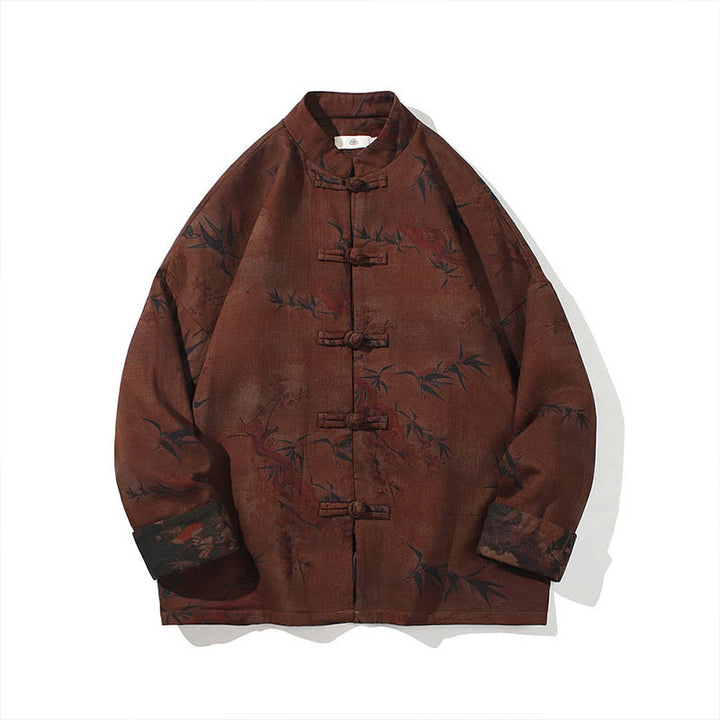 Buddha Stones Frog-Button Chinese Tang Suit Long Shirt Cotton Men Jacket Clothing - image 24