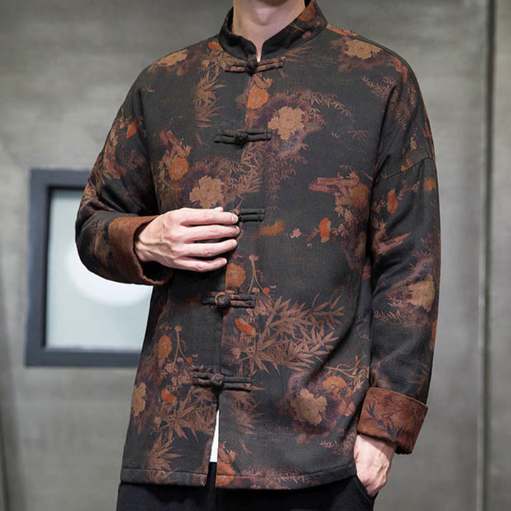Buddha Stones Frog-Button Chinese Tang Suit Long Shirt Cotton Men Jacket Clothing - image 5