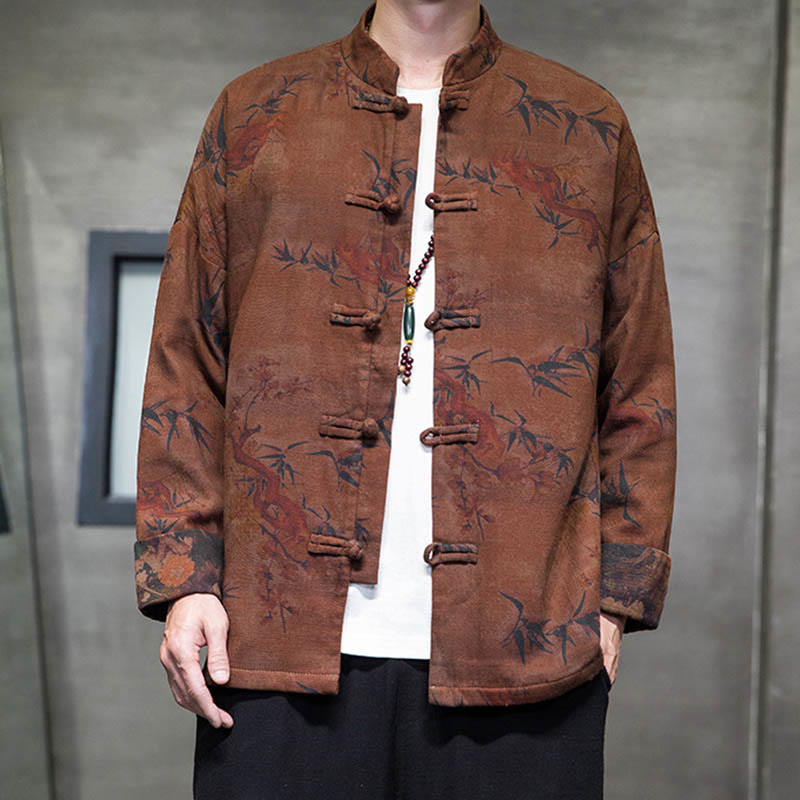 Buddha Stones Frog-Button Chinese Tang Suit Long Shirt Cotton Men Jacket Clothing - image 18