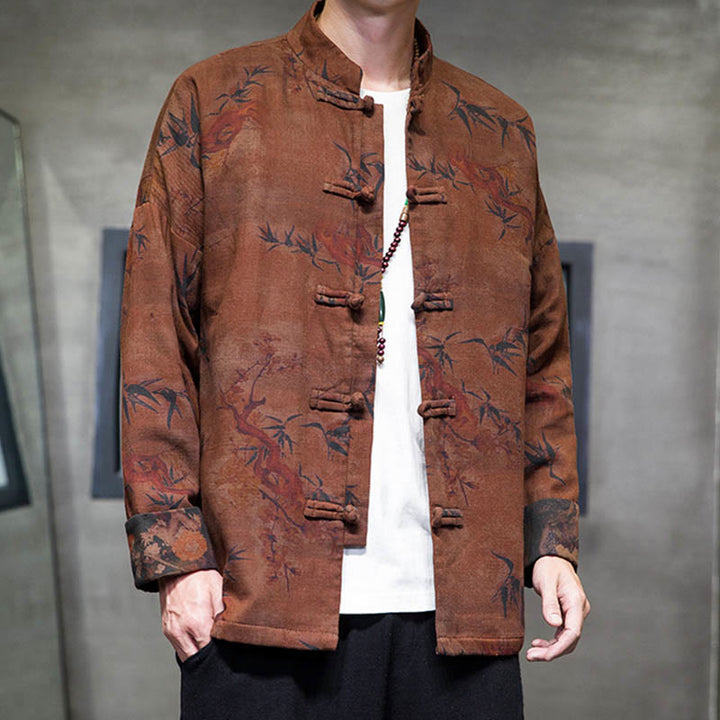 Buddha Stones Frog-Button Chinese Tang Suit Long Shirt Cotton Men Jacket Clothing - image 18