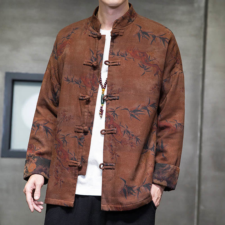Buddha Stones Frog-Button Chinese Tang Suit Long Shirt Cotton Men Jacket Clothing - image 20