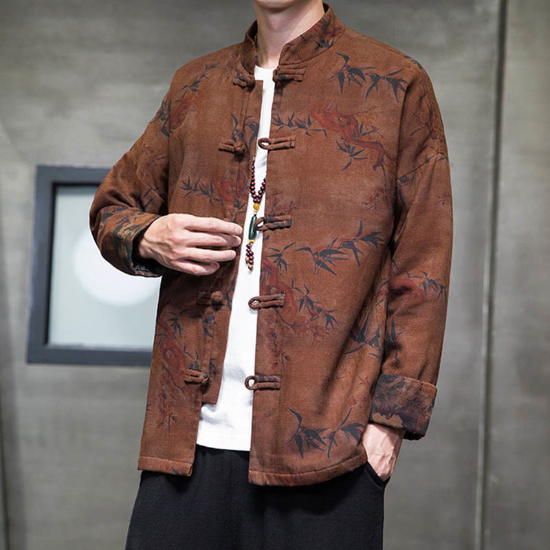 Buddha Stones Frog-Button Chinese Tang Suit Long Shirt Cotton Men Jacket Clothing - image 17