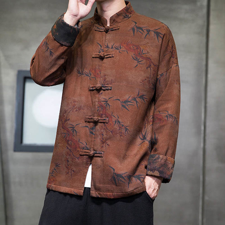 Buddha Stones Frog-Button Chinese Tang Suit Long Shirt Cotton Men Jacket Clothing - image 13