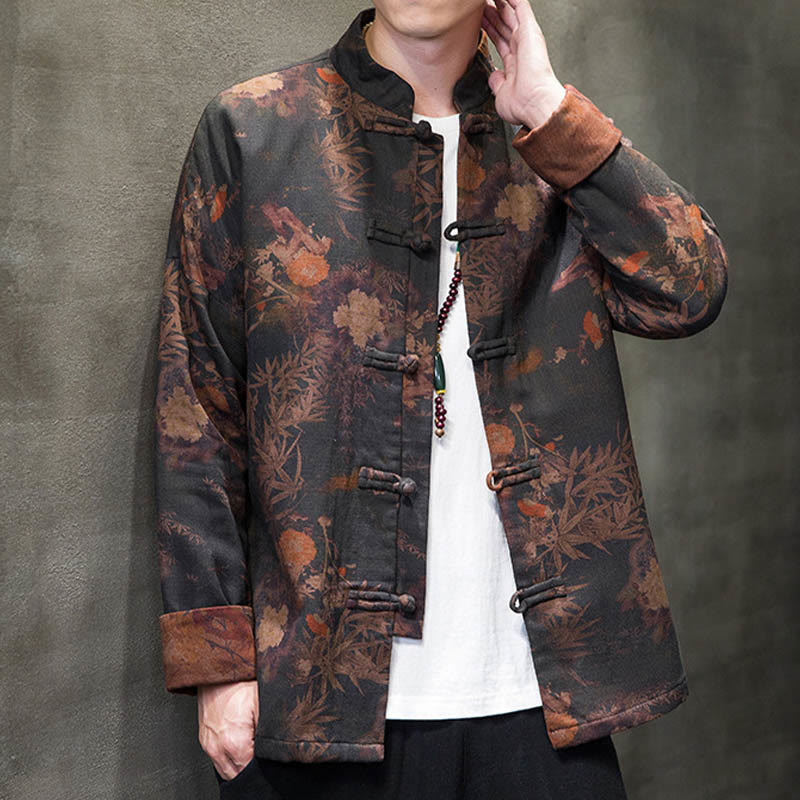 Buddha Stones Frog-Button Chinese Tang Suit Long Shirt Cotton Men Jacket Clothing - image 5