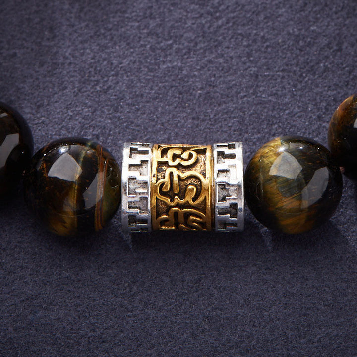 Buddha Stones Tiger Eye Six True Words Courage Bracelet