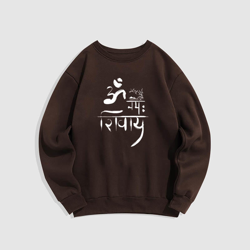 Buddha Stones OM NAMAH SHIVAYA Crane Bamboo Fleece Lined Polyester Sweatshirt