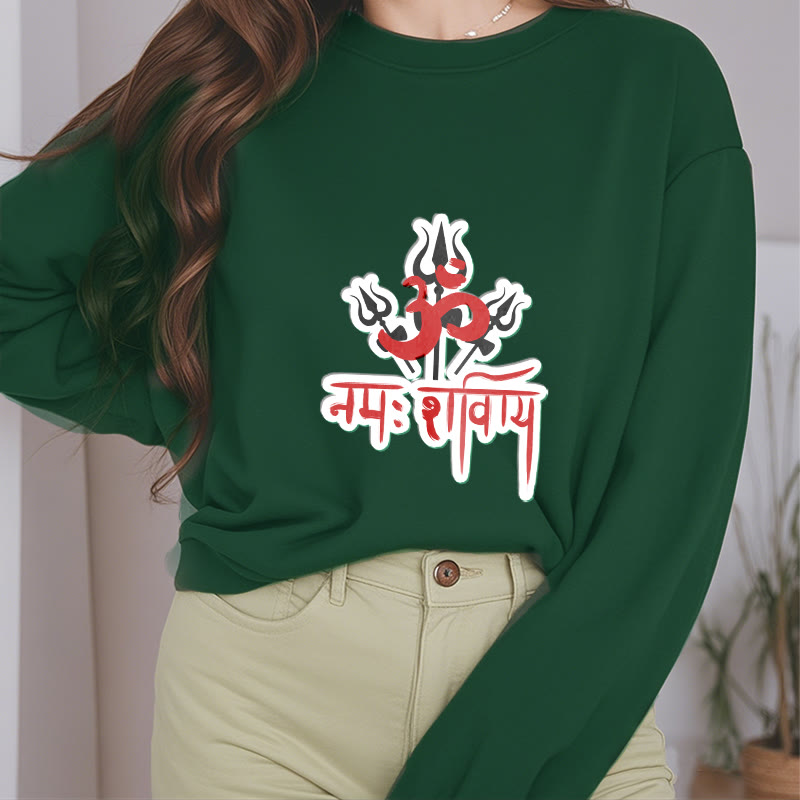 Buddha Stones OM NAMAH SHIVAYA Three Tridents Fleece Lined Polyester Sweatshirt