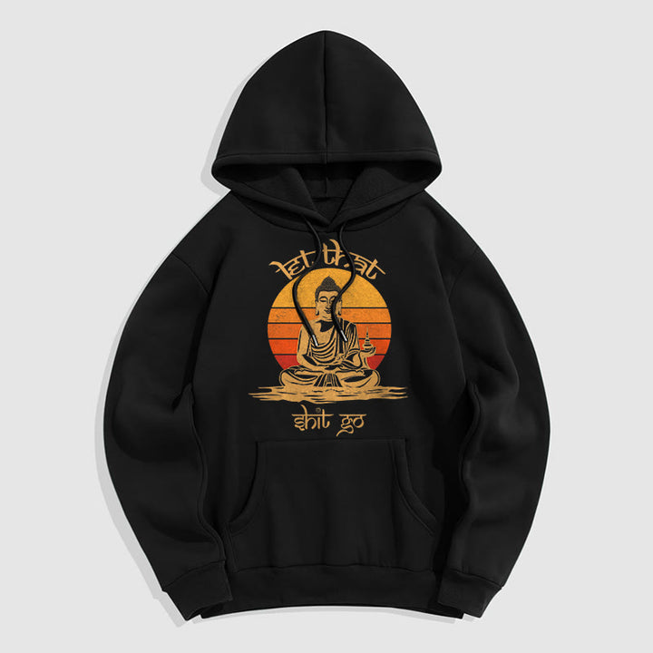 Buddha Stones Let That Shit Go Buddha Polyester Fleece Lined Hoodie - Black - 2XL - image 0