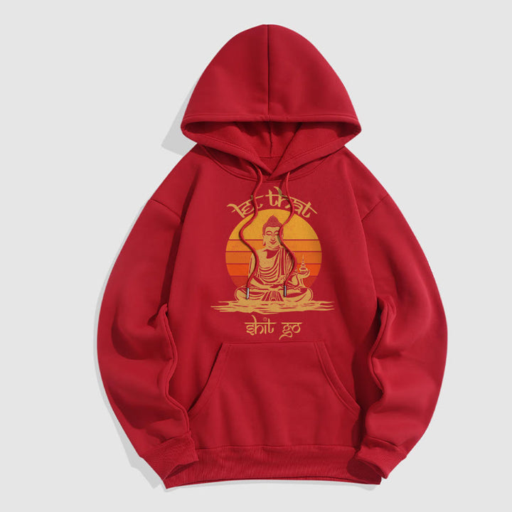 Buddha Stones Let That Shit Go Buddha Polyester Fleece Lined Hoodie - Red - 2XL - image 13