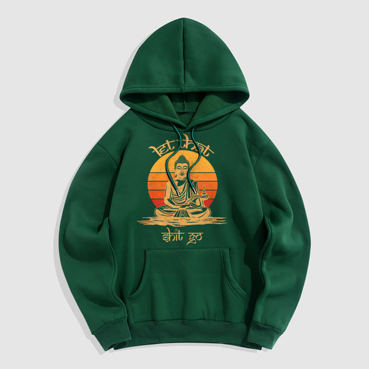 Buddha Stones Let That Shit Go Buddha Polyester Fleece Lined Hoodie - ForestGreen - 2XL - image 9