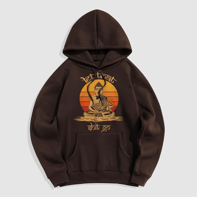 Buddha Stones Let That Shit Go Buddha Polyester Fleece Lined Hoodie - SaddleBrown - 2XL - image 17