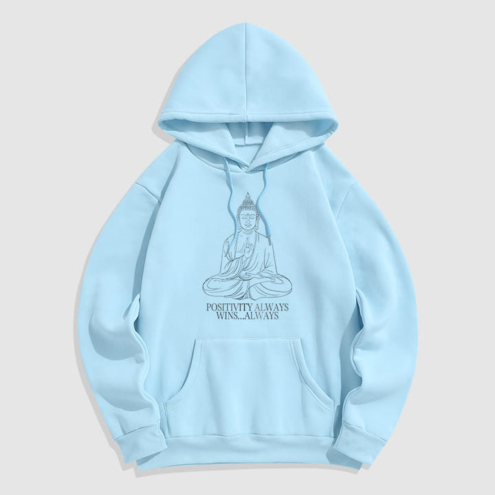 Buddha Stones Positivity Always Wins Always Buddha Polyester Fleece Lined Hoodie