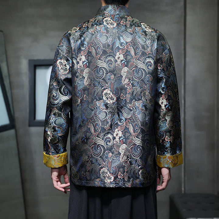 Buddha Stones Frog-Button Chinese Tang Suit Stand Collar Long Shirt Men Jacket Clothing - image 2