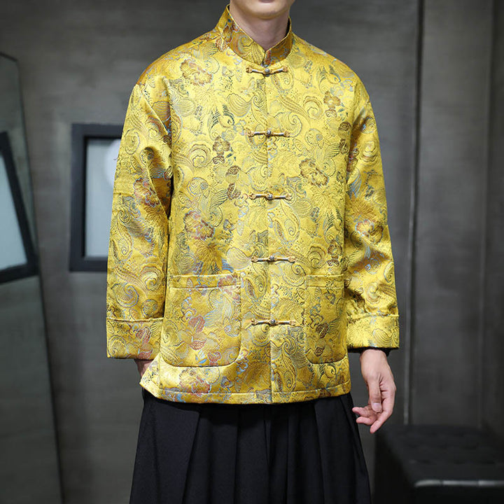 Buddha Stones Frog-Button Chinese Tang Suit Stand Collar Long Shirt Men Jacket Clothing - image 21