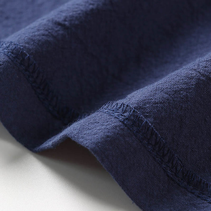 Buddha Stones Fake Two-piece Men's Half Sleeve Cardigan Embroidery Hanfu Comfort Cotton Kimono - image 9