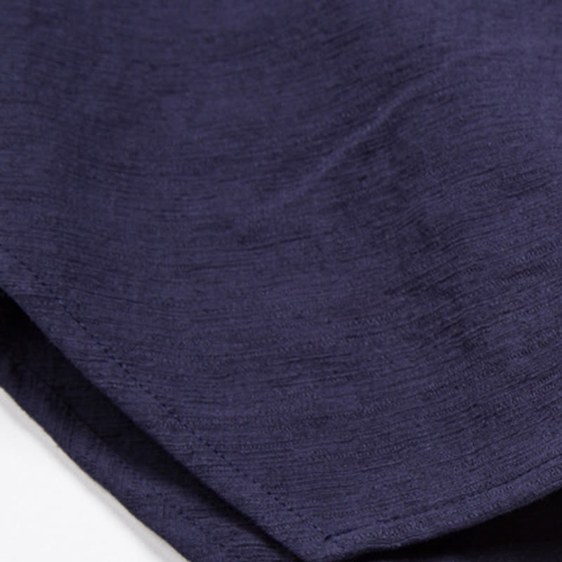 Buddha Stones Men's Short Sleeve Shirt With Pocket Notched Neck Cardigan Comfort Cotton Linen Shirt - image 10