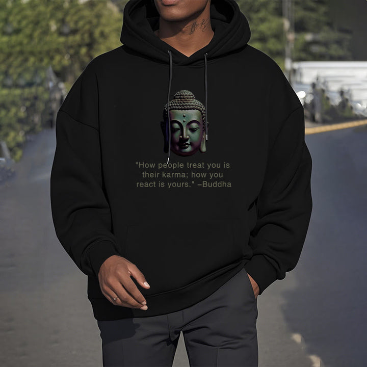 Buddha Stones How People Treat You Is Their Karma Buddha Polyester Fleece Lined Hoodie