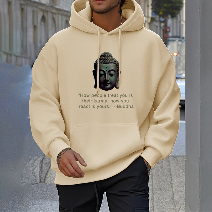 Buddha Stones How People Treat You Is Their Karma Buddha Polyester Fleece Lined Hoodie