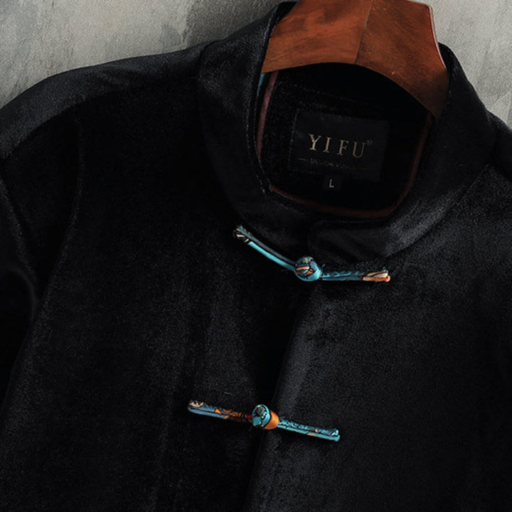 Buddha Stones Tang Suit Frog-button Round Neck Cotton Men's Jacket Shirt Clothing - image 7