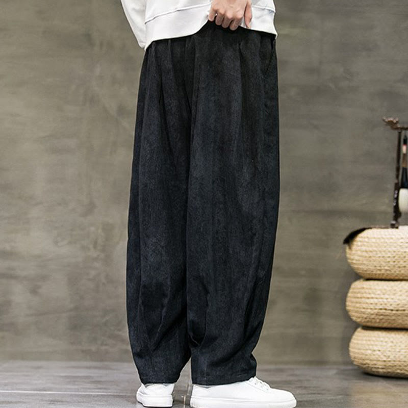 Buddha Stones Casual Plain Cotton Bloomer Men's Pants With Pockets - image 5