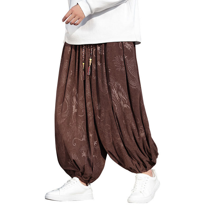 Buddha Stones Dragon Design Casual Plain Cotton Men's Pants With Pockets - image 9