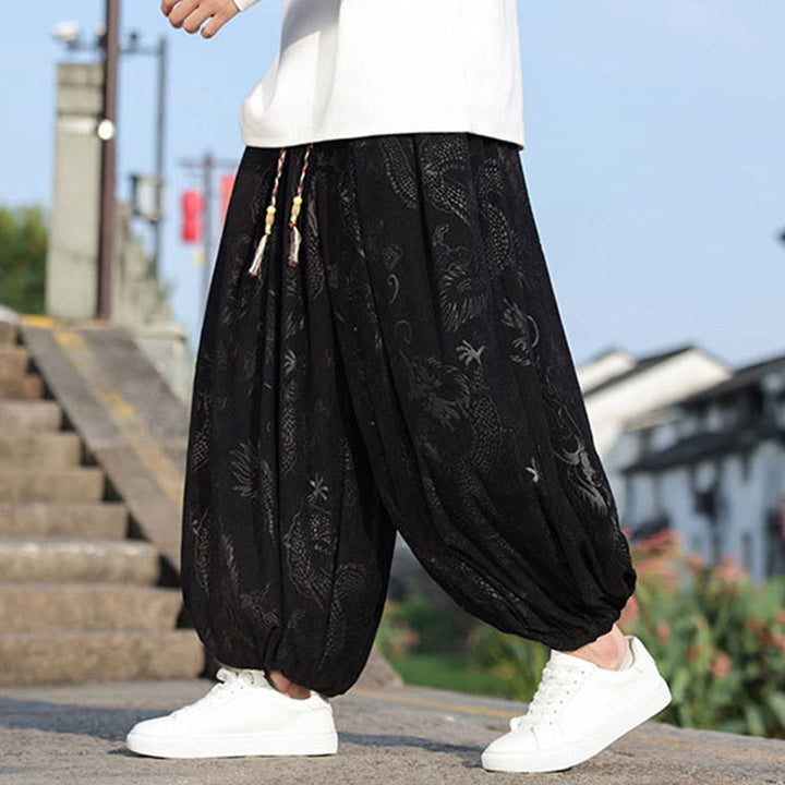 Buddha Stones Dragon Design Casual Plain Cotton Men's Pants With Pockets - Black - US/UK/AU46，EU56 (5XL) - image 10