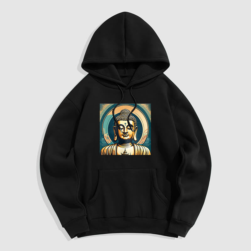 Buddha Stones Aura Golden Buddha Fleece Lined Polyester Hoodie