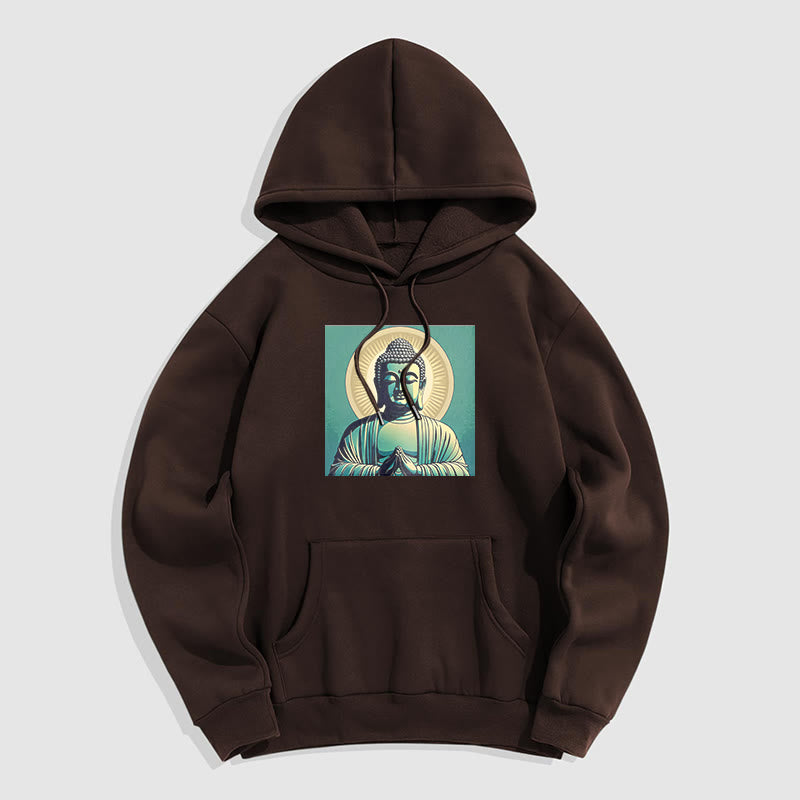 Buddha Stones Aura Green Buddha Fleece Lined Polyester Hoodie