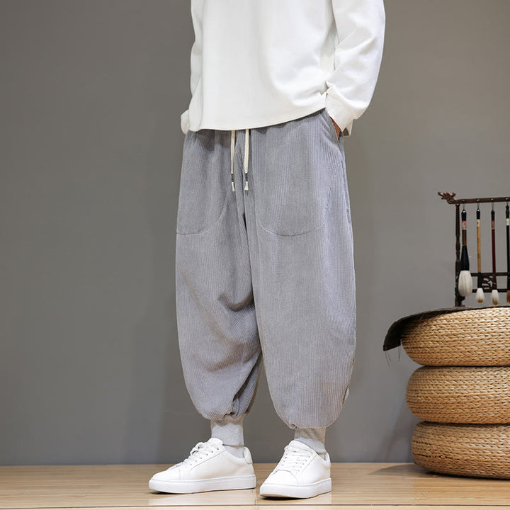 Buddha Stones Casual Plain Cotton Men's Harem Pants With Pockets - image 4