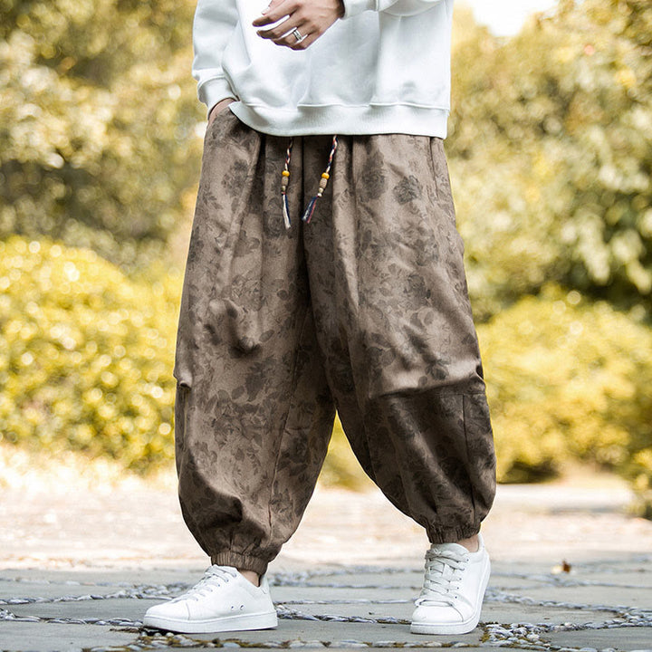 Buddha Stones Casual Flower Corduroy Cotton Men's Pants With Big Pockets - image 1