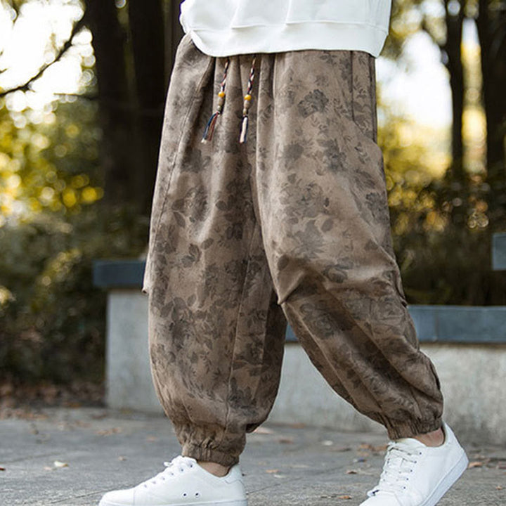 Buddha Stones Casual Flower Corduroy Cotton Men's Pants With Big Pockets - image 2