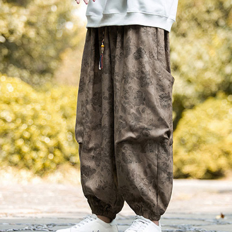 Buddha Stones Casual Flower Corduroy Cotton Men's Pants With Big Pockets - image 7